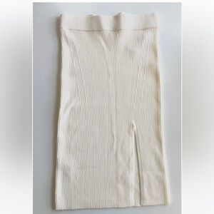 ABERCROMBIE A&F Skirt S SWEATER KNIT Side Slit Ivory Midi Pull On Stretch NWT